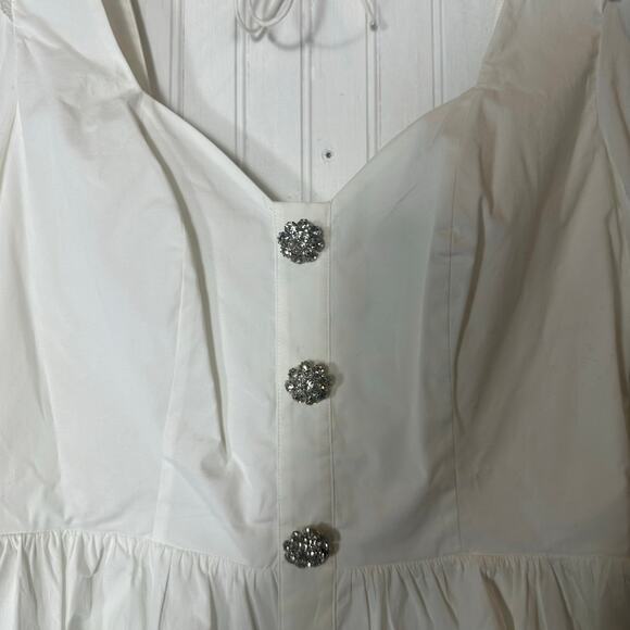 Hill House The Juliet Top White Balloon Sleeves and Jewel Buttons - Picture 4 of 8